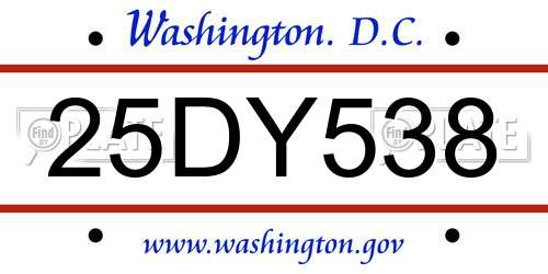 25DY538 District Of Columbia License Plate