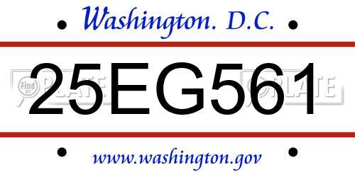 25EG561 District Of Columbia License Plate