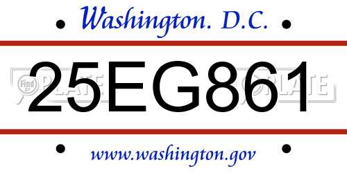 25EG861 District Of Columbia License Plate