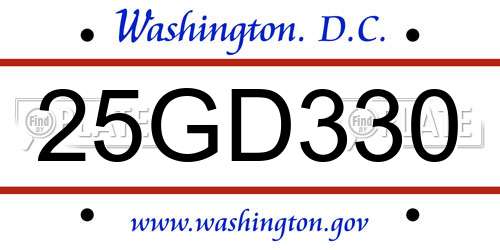25GD330 District Of Columbia License Plate