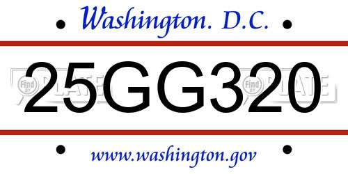 25GG320 District Of Columbia License Plate