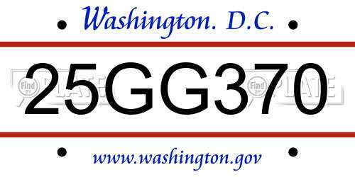 25GG370 District Of Columbia License Plate