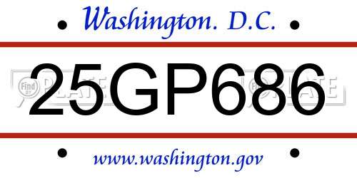 25GP686 District Of Columbia License Plate