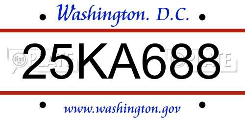 25KA688 District Of Columbia License Plate