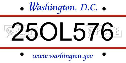 25OL576 District Of Columbia License Plate