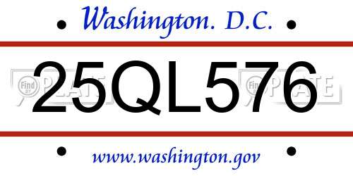 25QL576 District Of Columbia License Plate