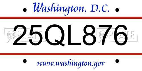 25QL876 District Of Columbia License Plate