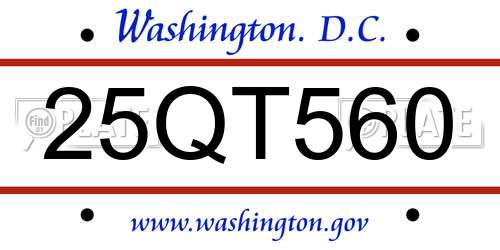 25QT560 District Of Columbia License Plate