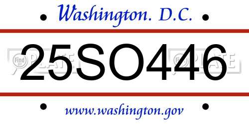 25SO446 District Of Columbia License Plate