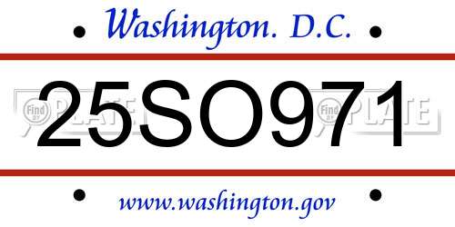 25SO971 District Of Columbia License Plate