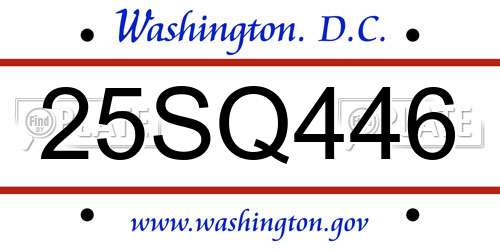 25SQ446 District Of Columbia License Plate