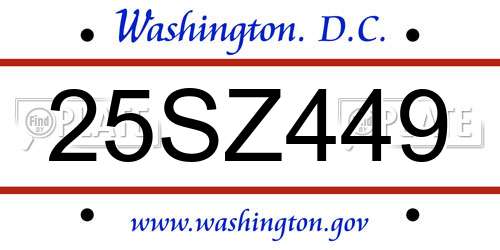 25SZ449 District Of Columbia License Plate