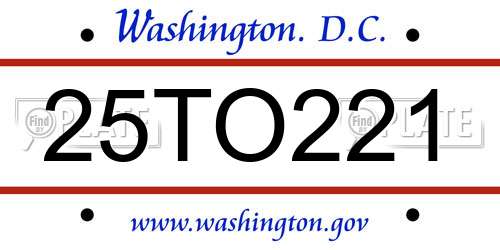 25TO221 District Of Columbia License Plate