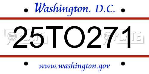 25TO271 District Of Columbia License Plate
