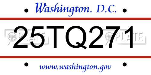 25TQ271 District Of Columbia License Plate