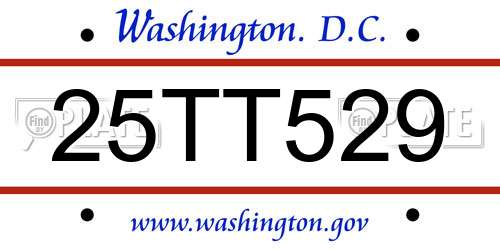 25TT529 District Of Columbia License Plate