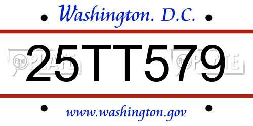 25TT579 District Of Columbia License Plate