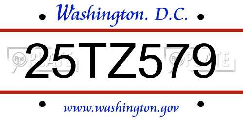 25TZ579 District Of Columbia License Plate