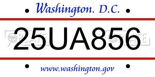 25UA856 District Of Columbia License Plate