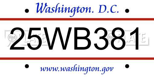 25WB381 District Of Columbia License Plate