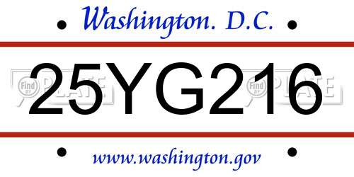 25YG216 District Of Columbia License Plate