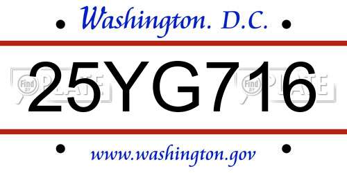 25YG716 District Of Columbia License Plate