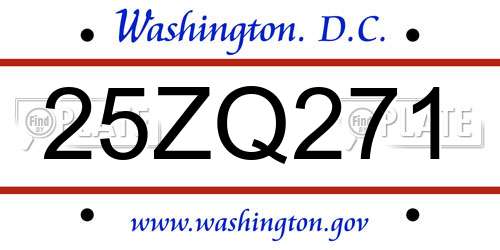 25ZQ271 District Of Columbia License Plate
