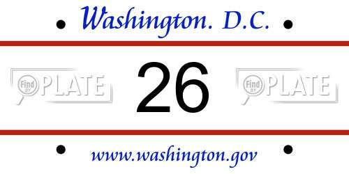 26 District Of Columbia License Plate