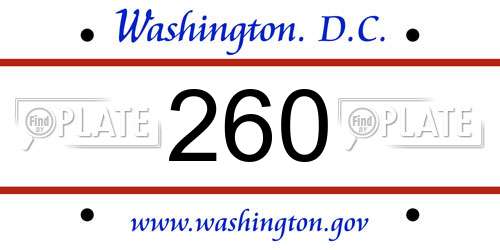 260 District Of Columbia License Plate