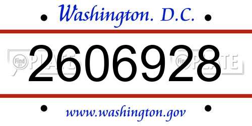 2606928 District Of Columbia License Plate