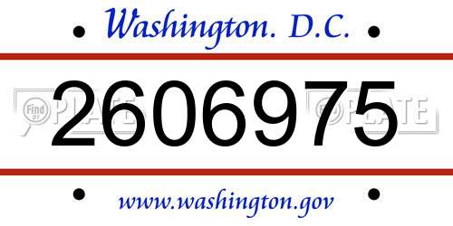 2606975 District Of Columbia License Plate