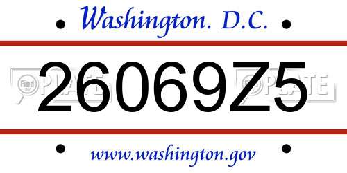 26069Z5 District Of Columbia License Plate