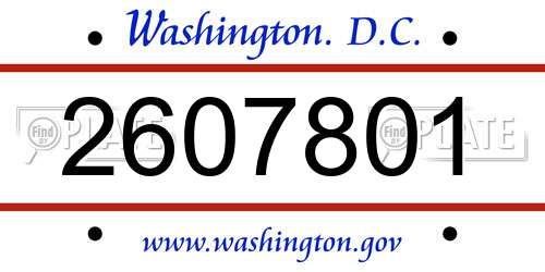 2607801 District Of Columbia License Plate