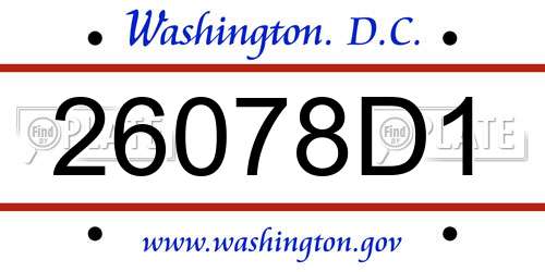 26078D1 District Of Columbia License Plate