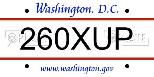 260XUP District Of Columbia License Plate