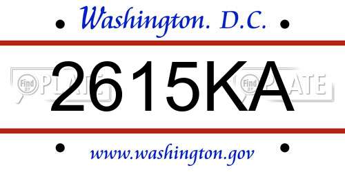 2615KA District Of Columbia License Plate