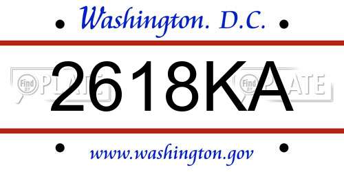 2618KA District Of Columbia License Plate