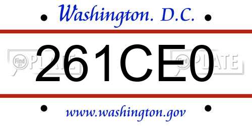 261CE0 District Of Columbia License Plate