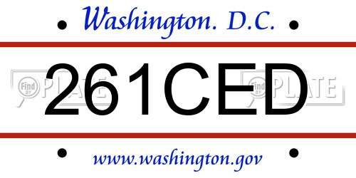 261CED District Of Columbia License Plate