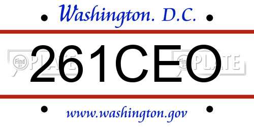 261CEO District Of Columbia License Plate