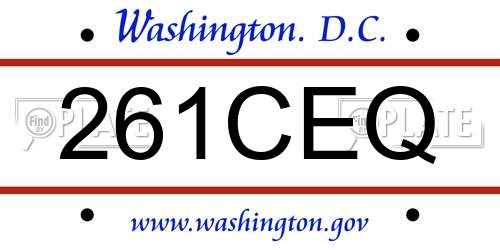 261CEQ District Of Columbia License Plate