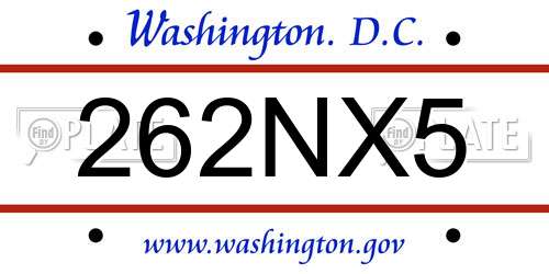 262NX5 District Of Columbia License Plate