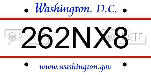 262NX8 District Of Columbia License Plate