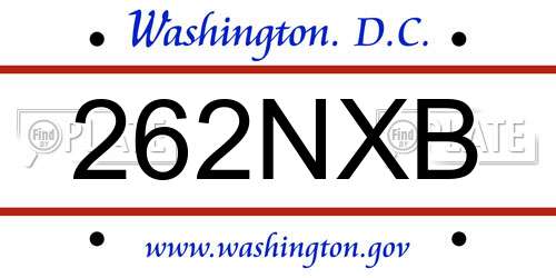 262NXB District Of Columbia License Plate