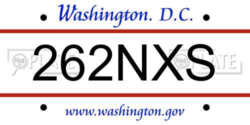 262NXS District Of Columbia License Plate