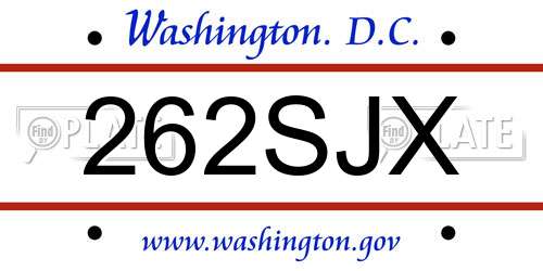 262SJX District Of Columbia License Plate