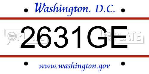 2631GE District Of Columbia License Plate
