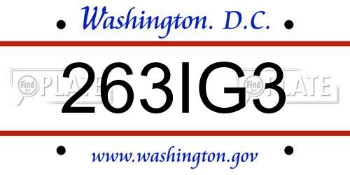 263IG3 District Of Columbia License Plate