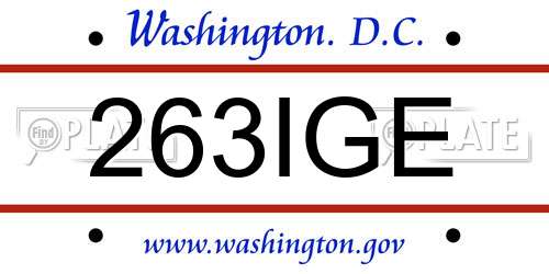 263IGE District Of Columbia License Plate
