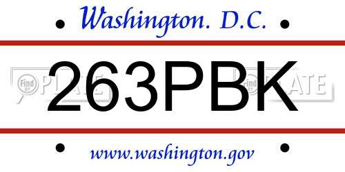 263PBK District Of Columbia License Plate